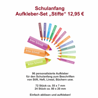 Schulanfang Aufkleber-Set „Stifte“ Schulanfang Aufkleber-Set „Stifte“